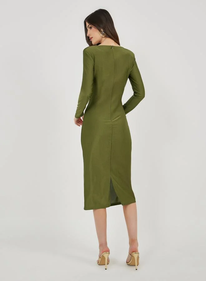 Styli Cowl Neck Midi Dress