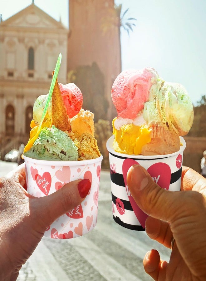 HOWAF 24 قطعة لوازم حفلة عيد الحب أطباق آيس كريم، أكواب وجبات خفيفة قابلة للتصرف لعيد الحب للأطعمة الساخنة أو الباردة، أكواب حفلة ورقية 8 أونصات لأطباق الزبادي والحلويات - Image 5