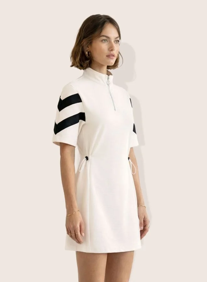 Freehand  Women Fit and Flared Colourblocked Crew Neck Short Sleeve Sweat Dress for Women | Best Price UAE