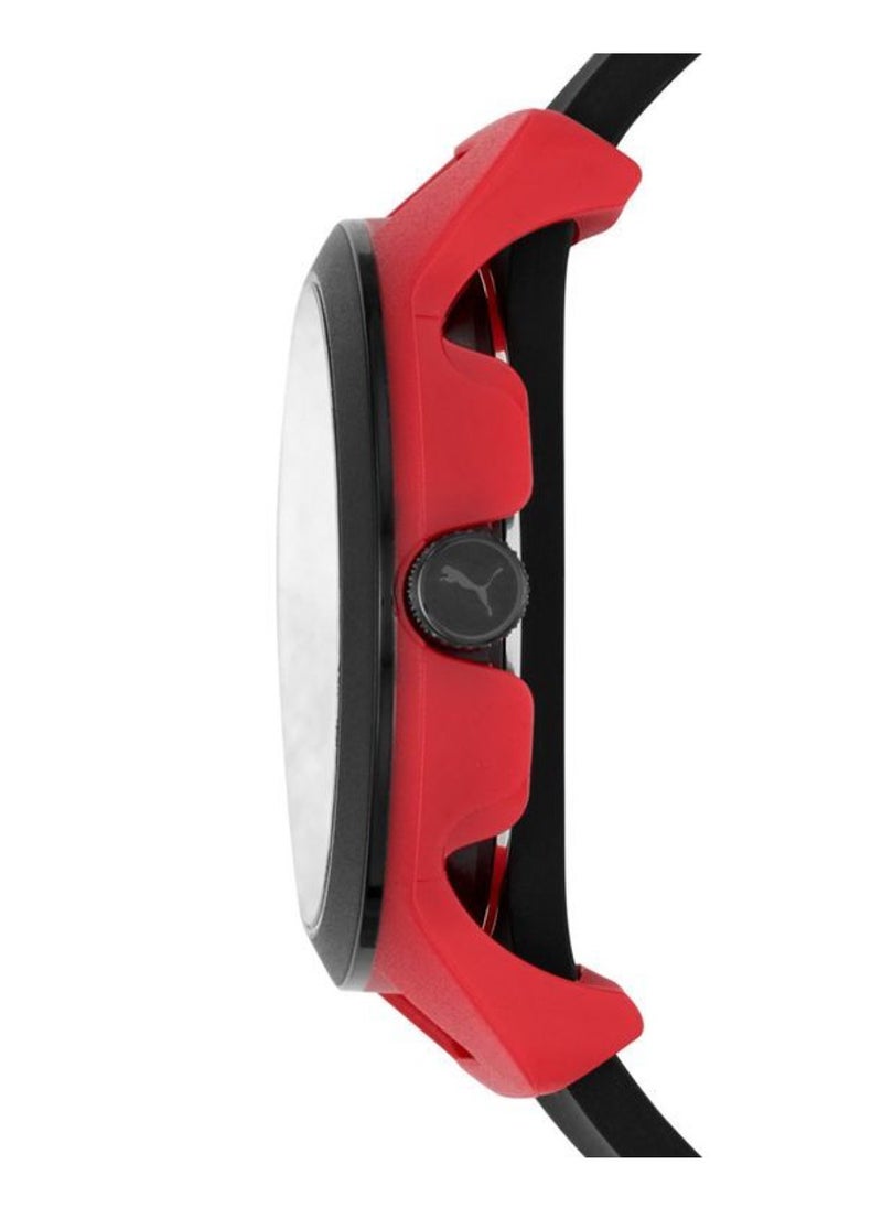 PUMA - Men's Reset Red Round Silicone Watch 43mm - P5001 - Image 1