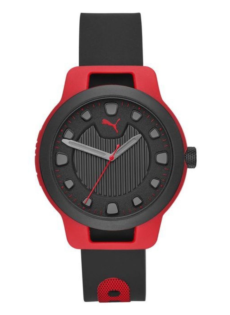 PUMA - Men's Reset Red Round Silicone Watch 43mm - P5001 - Image 1
