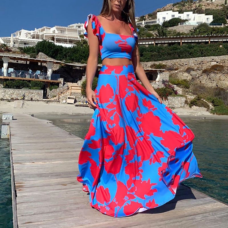 2024 Fashion Off-Shoulder Digital Print Dress for Women Same picture color