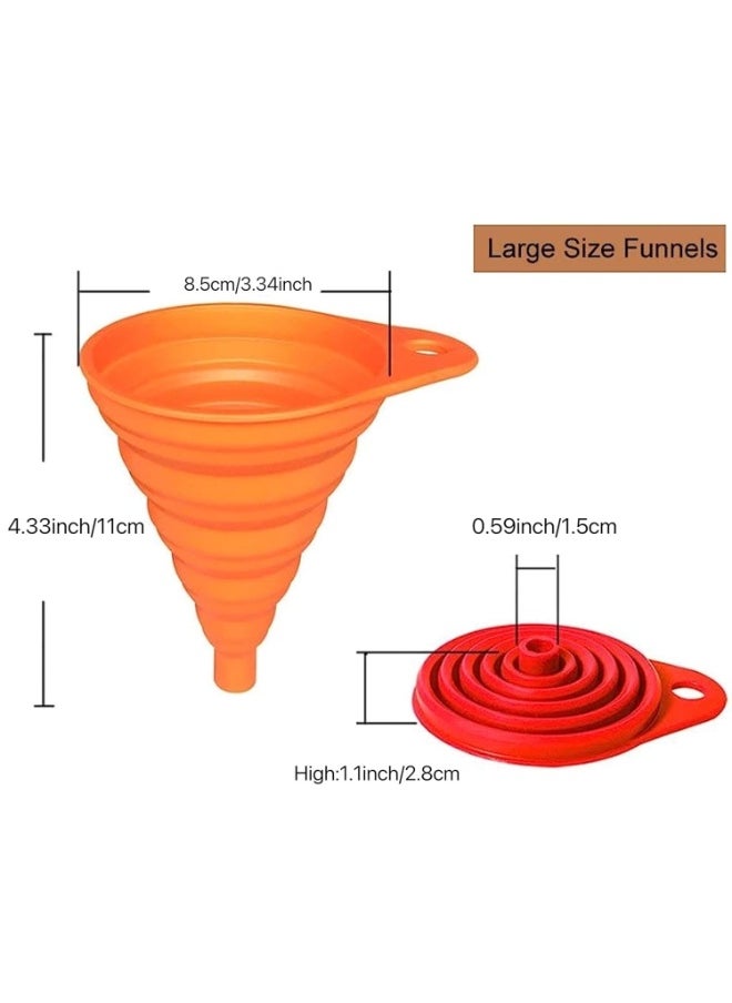 Beauenty Kitchen Funnel Set 4 Pack, Small and Large, Kitchen Gadgets Accessories Foldable Silicone Collapsible Funnels for Filling Water Bottle Liquid Transfer Food Grade  - Image 3