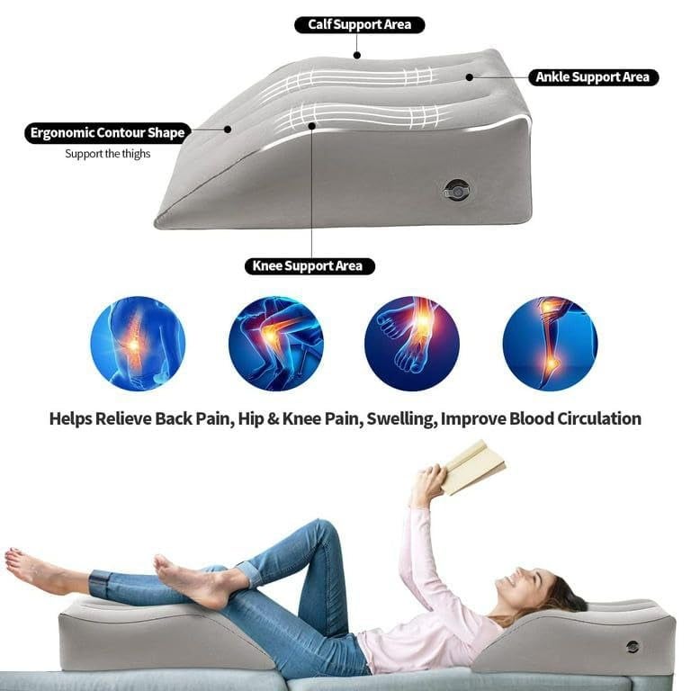Klever Kitchen KleverKitchen Leg Elevation Pillows Inflatable Leg Wedge Pillow Leg Wedge Pillow Reduces Swelling Foot Elevation Pillow for Leg Lift Rest  - Image 3
