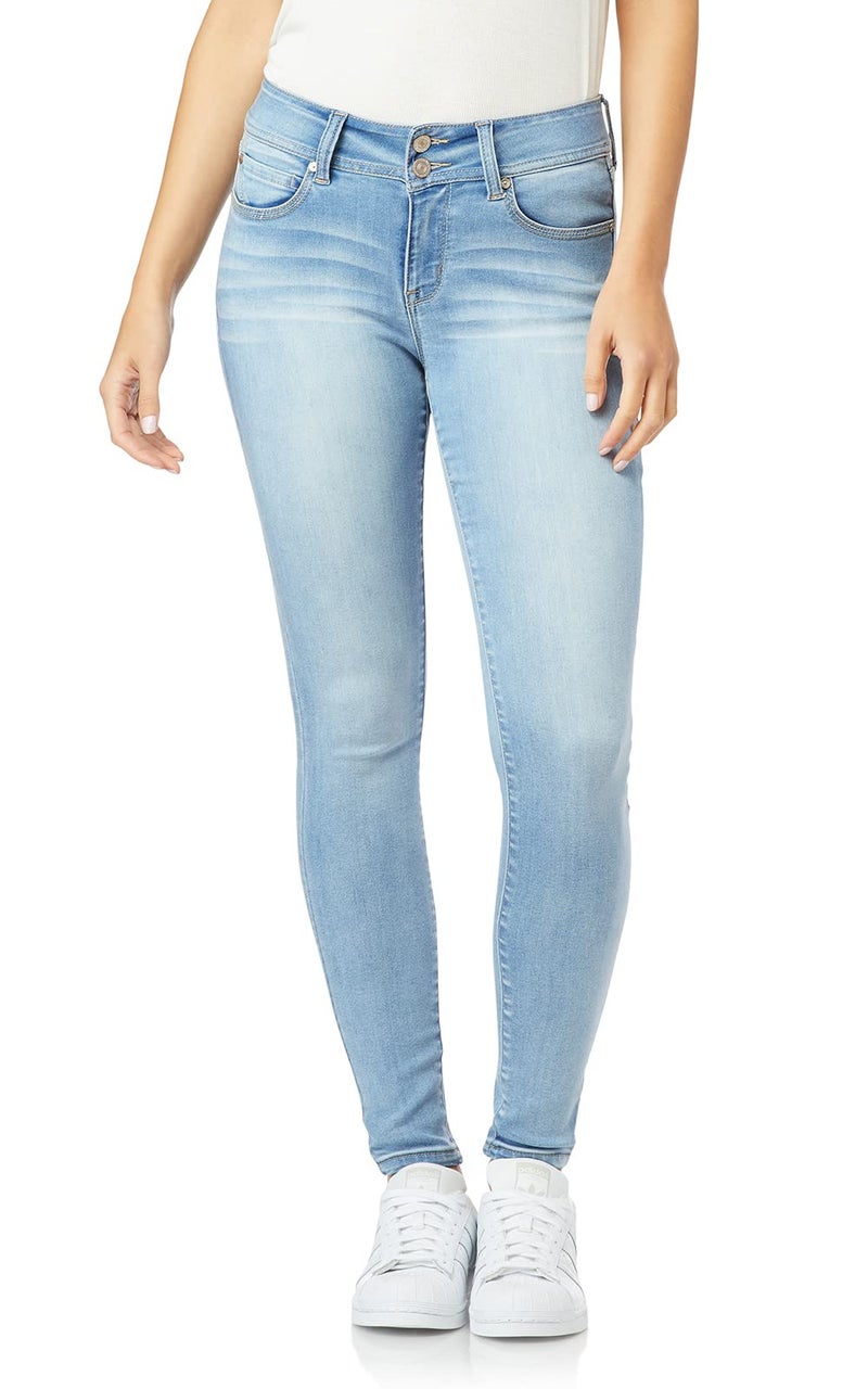 WallFlower Women's Ultra Skinny Mid-Rise Insta Soft Juniors Jeans (Standard and Plus), Beverly, 11 Short - Image 1