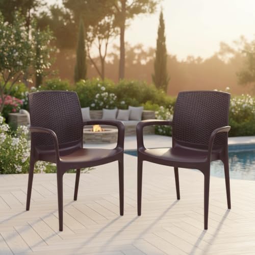SkyGlamour Supreme Texas Heavy Plastic Chair for Indoor/Outdoor Use (Color: Globus Brown; Qnt: 2 Pc.) - Image 1