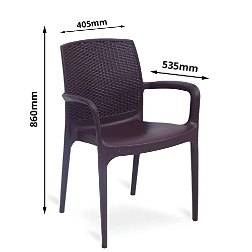 SkyGlamour Supreme Texas Heavy Plastic Chair for Indoor/Outdoor Use (Color: Globus Brown; Qnt: 2 Pc.) - Image 3