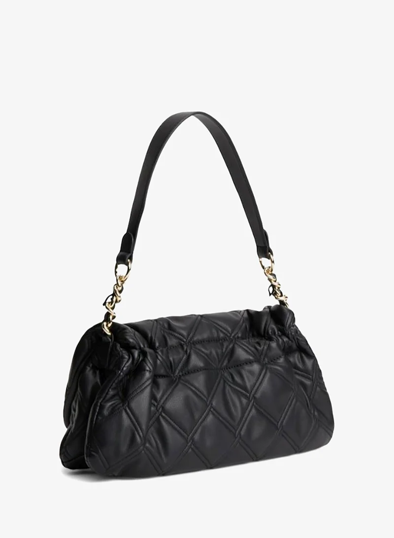 Tommy Hilfiger Black Quilted Monogram Shoulder Bag for Women | Best Price UAE