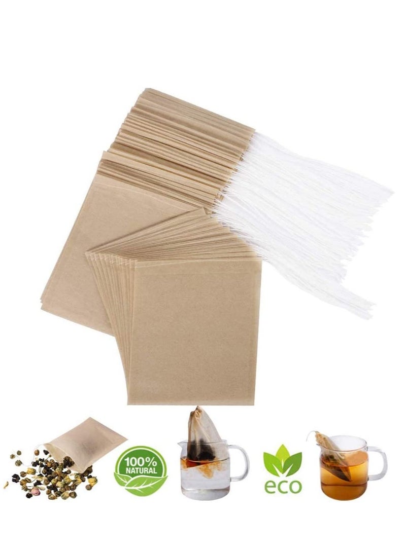 KASTWAVE Tea Filter Bags, Food Grade Natural Wood Pulp Filter Paper, Disposable Paper Tea Bag with Drawstring Safe, Strong Penetration Unbleached Paper, 1-Cup Capacity for Loose Leaf Tea, 100 Pcs  - Image 1