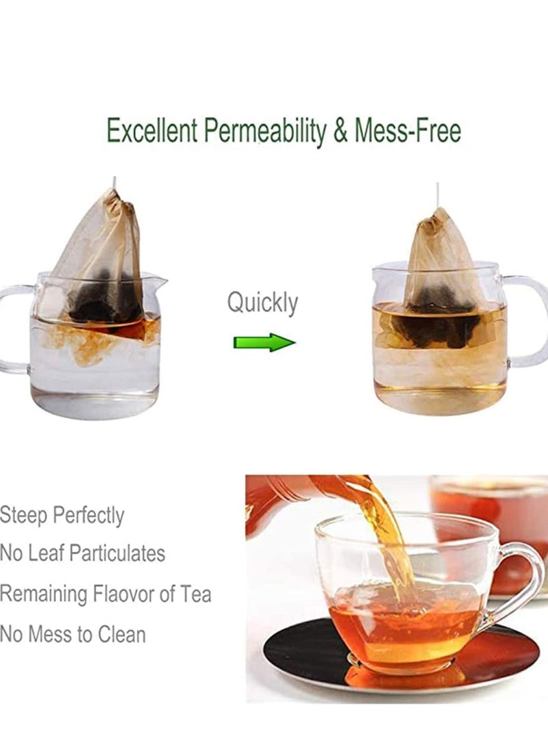 KASTWAVE Tea Filter Bags, Food Grade Natural Wood Pulp Filter Paper, Disposable Paper Tea Bag with Drawstring Safe, Strong Penetration Unbleached Paper, 1-Cup Capacity for Loose Leaf Tea, 100 Pcs  - Image 2