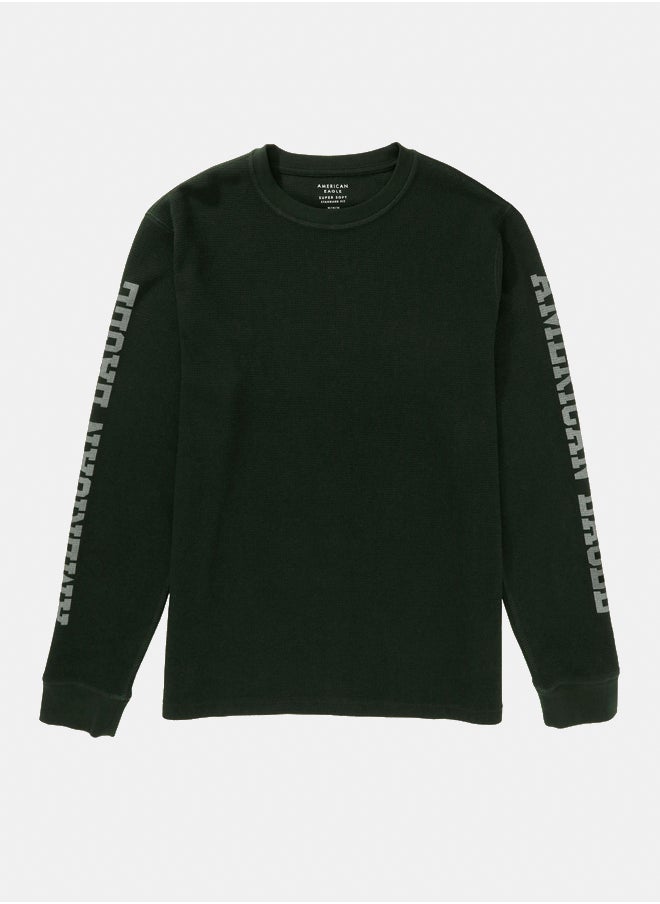 American Eagle AE Long-Sleeve Logo Graphic Thermal T-Shirt  - Image 3