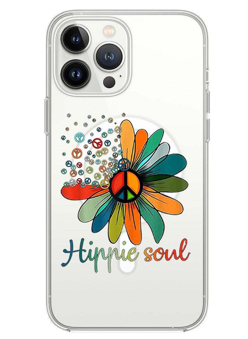 Theodor Magnetic Case for iPhone 14 Pro 6.1-inch Compatible with MagSafe Wireless Charging, Shockproof Phone Bumper Cover Hippie soul copy - Image 1