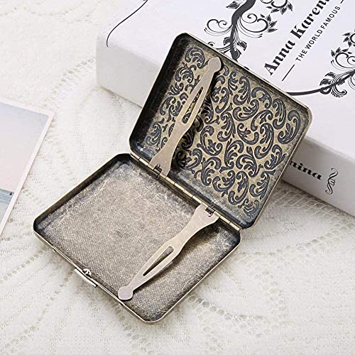 GUSTAVE® 1 Piece Retro Cigarette Case with Gift Box Portable Cigarette Box for 20 Cigarettes Elegant Cigarette Box (Grass) Gifts for Men (Bronze, 9.5x8.4cm) - Image 3