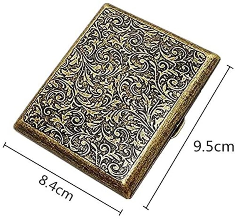 GUSTAVE® 1 Piece Retro Cigarette Case with Gift Box Portable Cigarette Box for 20 Cigarettes Elegant Cigarette Box (Grass) Gifts for Men (Bronze, 9.5x8.4cm) - Image 2