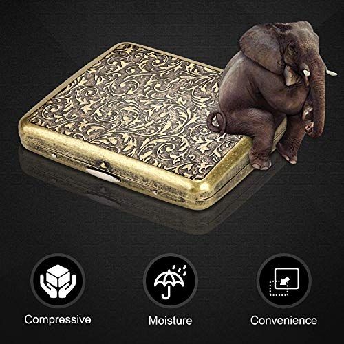 GUSTAVE® 1 Piece Retro Cigarette Case with Gift Box Portable Cigarette Box for 20 Cigarettes Elegant Cigarette Box (Grass) Gifts for Men (Bronze, 9.5x8.4cm) - Image 4