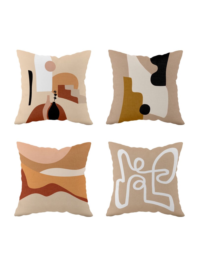 FASHION HOME Set of 4 Cushion Covers Decorative Throw Pillow cases for Living Room Garden Outdoor Décor - Image 1