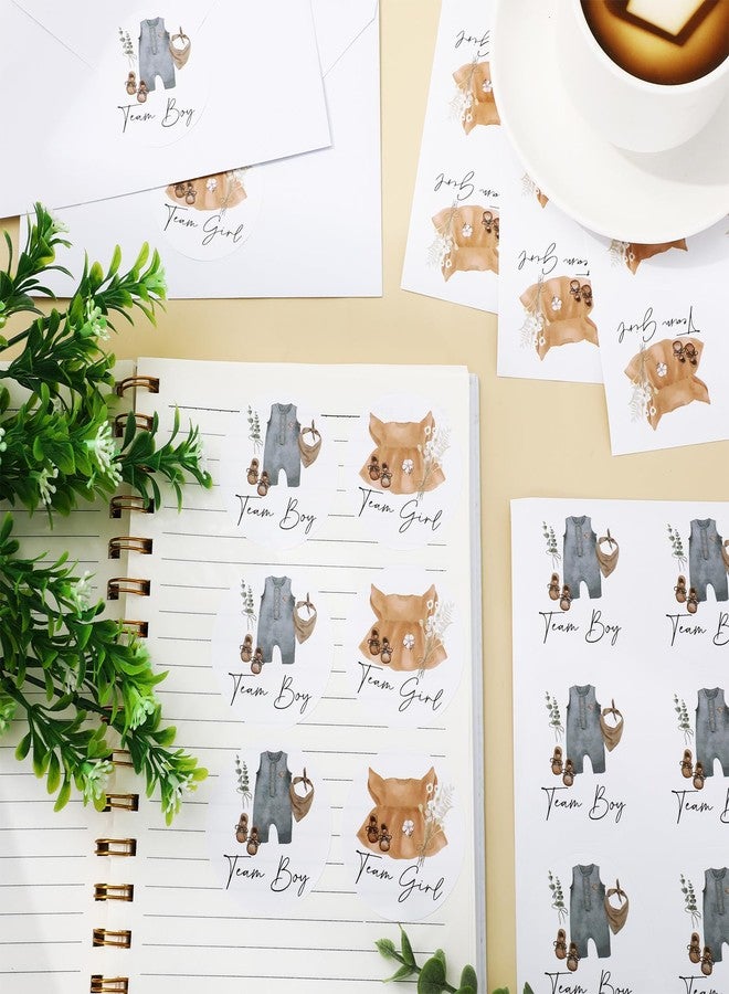 JarThenaAMCS 100Pcs Gender Reveal Paper Sticker Baby Onesie Clothes Decal Team Boy or Girl Self-Adhesive Sticker for Baby Shower Card Party Supplies, 2 in - Image 5