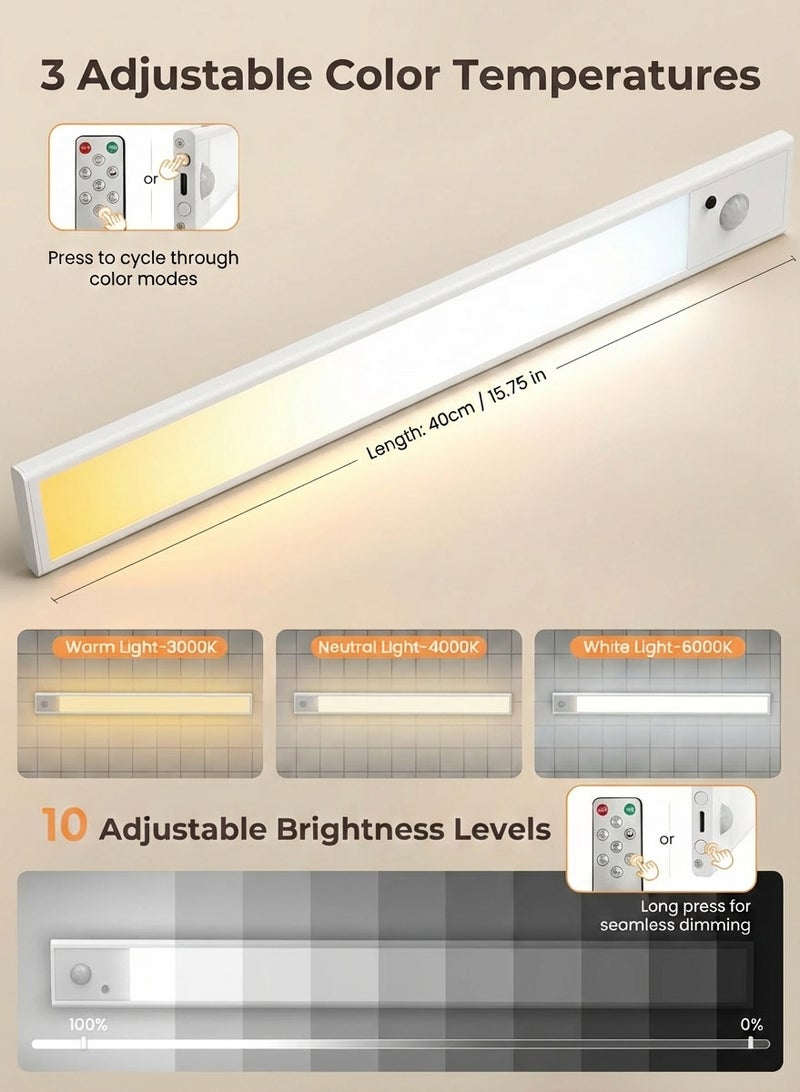 Fullight LED Motion Sensor Magnetic Cabinet Light with Remote Control, Rechargeable 3-Color Dimmable Stick-On Light for Closets, Cabinets, Bedside and Study Areas - Image 3