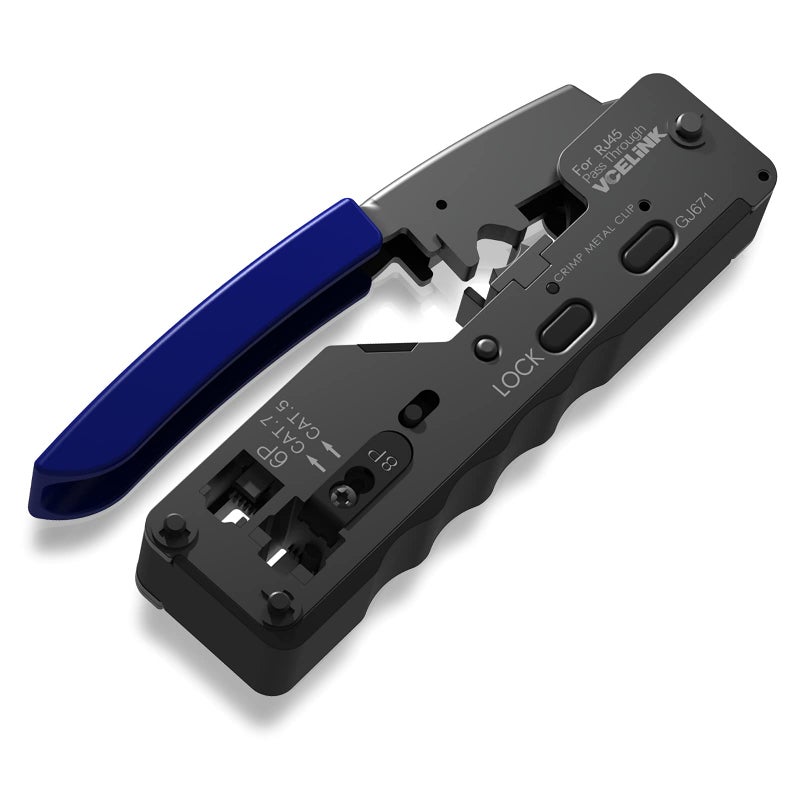 VCELINK VCELINK GJ671BL Crimping Pliers RJ45 Crimping Pliers for Plugs, Network Tool for CAT 7/CAT 6A/CAT 6/CAT 5E/CAT 5 Network Plug and 6P Telephone Plug  - Image 1
