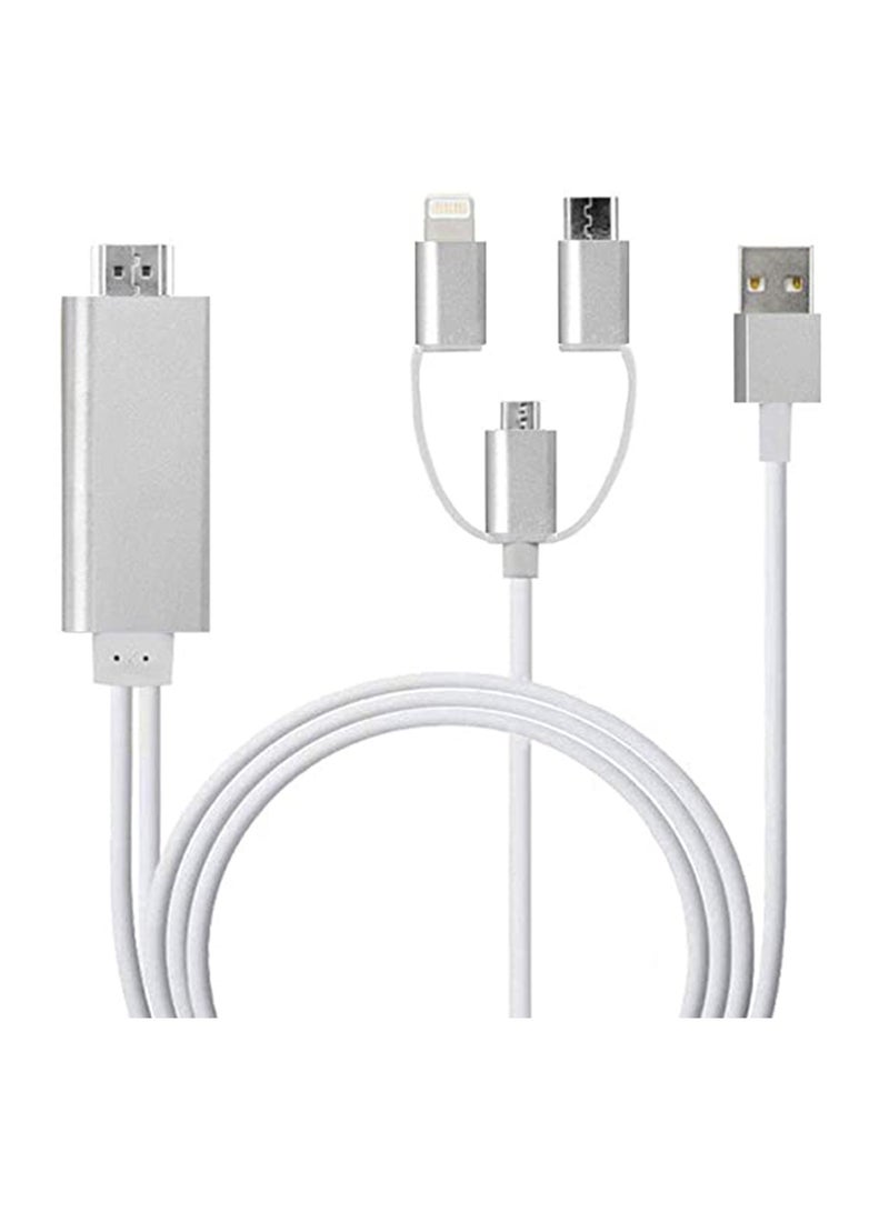 SYOSI كابل محول HDMI 3 في 1، كابل الهاتف إلى HDMI مرآة الصوت الرقمية، شاشة الهاتف المحمول إلى شاشة العرض التلفزيونية، محول HDTV بدقة 1080 بكسل لجميع أجهزة النظام - Image 1