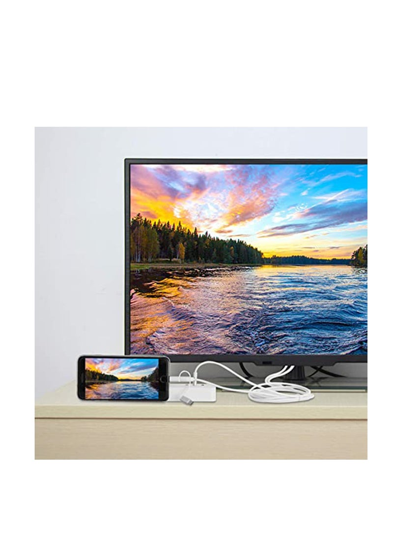 SYOSI كابل محول HDMI 3 في 1، كابل الهاتف إلى HDMI مرآة الصوت الرقمية، شاشة الهاتف المحمول إلى شاشة العرض التلفزيونية، محول HDTV بدقة 1080 بكسل لجميع أجهزة النظام - Image 2