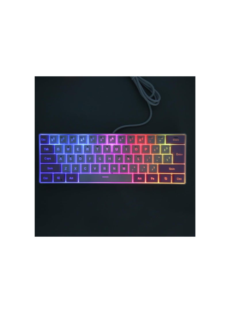 silvercnc Ergonomic RGB Backlit 61 Keys USB Wired Gaming Keyboard, Contrast Color 6 RGB Modes, Compact Keyboard with UV Coated ABS Keycaps, for Win 11, 10, 8, 7, Vista, XP, OS X Laptop - Image 3