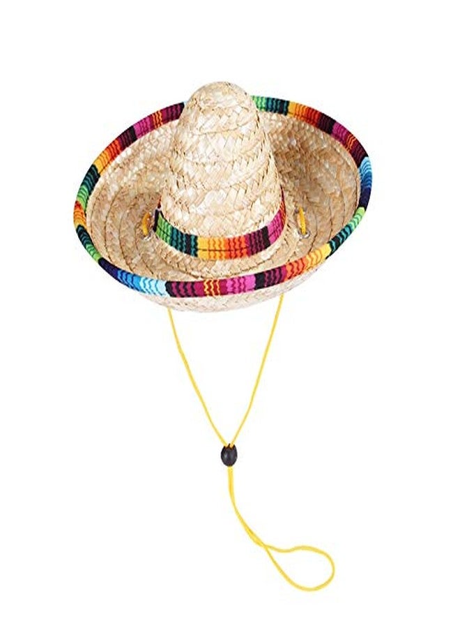 CheeseandU 2Pack Handcrafted Pet Straw Hat with Adjustable Chin Strap, Lovely Sun Hat Funny Mexican Party Costume Party Photo Prop Dog Sombrero Hat for Dog/Puppy/Cat/Kitty - Image 4