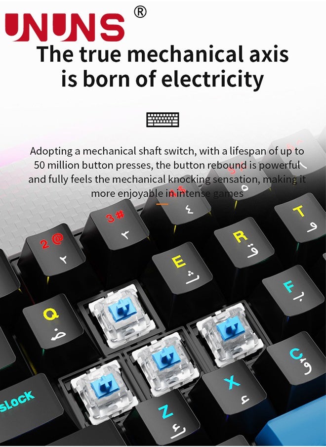 UNUNS - Portable 60% Mechanical Gaming Keyboard,Wired Keyboard-10 RGB Backlit Modes,Compact 68 Keys,Hot Swappable Type-C Programmable Office/Gamer Keyboard For Windows Laptop PC Mac,Black - Image 1