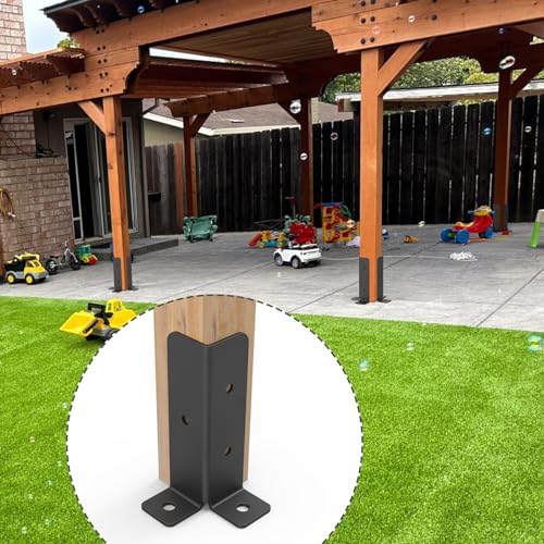Linone 4 Pcs Adjustable Deck Post Anchor Brackets Kit - Fit 1.5x1.5, 2x2, 2x4, 4x4 Posts - Heavy Duty Half Column Black Support Base for Wood Fence Pergola Railing - Image 5