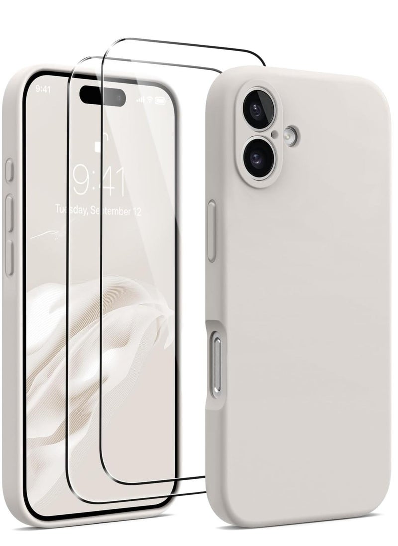 Raxoom iPhone 16 Plus Case - Upgraded Silicone Case with Camera Protection, Compatible with MagSafe, Anti-Scratch Microfiber Lining & 2 Screen Protectors (Stone) - Image 1