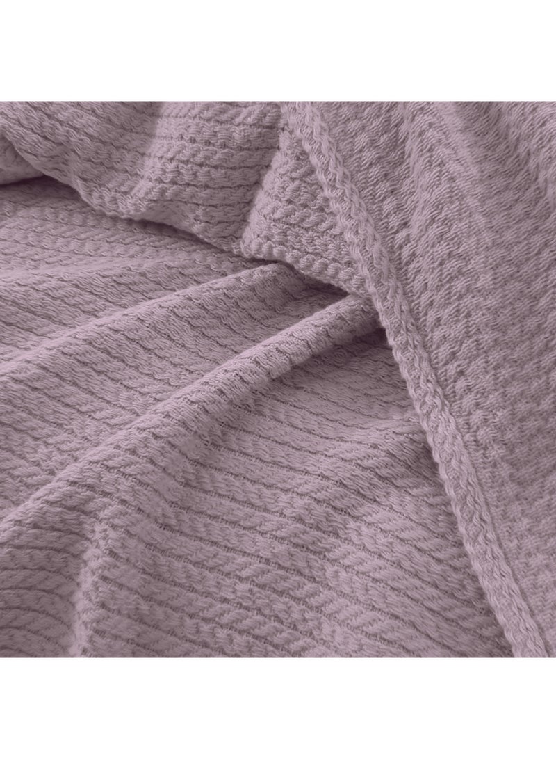 Relax Premium Egyptian Cotton Orchid Throw Blanket Ultra Soft And Lightweight With Elegant Woven Design King Size 255 × 225 cm Perfect For Bed Sofa And Couch  Light Mauve Color - Image 2