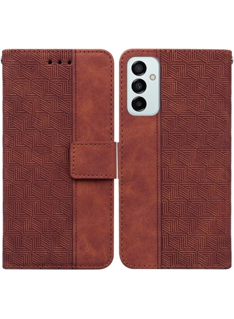 Tiger For samsung galaxy m23 / f23 geometric embossed leather phone case(brown)