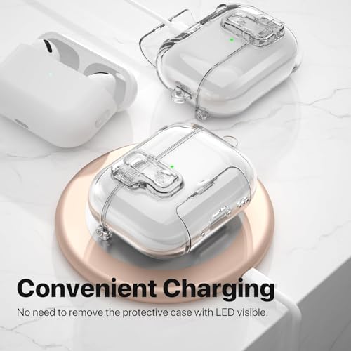 Meyaar for AirPods Pro 3 Case, Clear Magnetic Automatic Lock Cases with Phone Stand with Keychain Case for Airpod Pro 3 for Men & Women (Clear) - Image 5