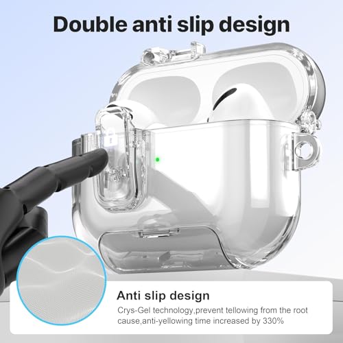 Meyaar for AirPods Pro 3 Case, Clear Magnetic Automatic Lock Cases with Phone Stand with Keychain Case for Airpod Pro 3 for Men & Women (Clear) - Image 4