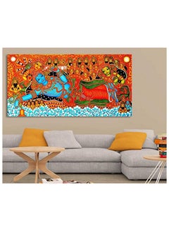 Paper Plane Design Rectangular Jai Sri Krishna - Vishnu Avatar - Traditional Kerala Mural Paintings (Canvas, 64 Cm X 0.2 Cm X 130 Cm)  - Image 1