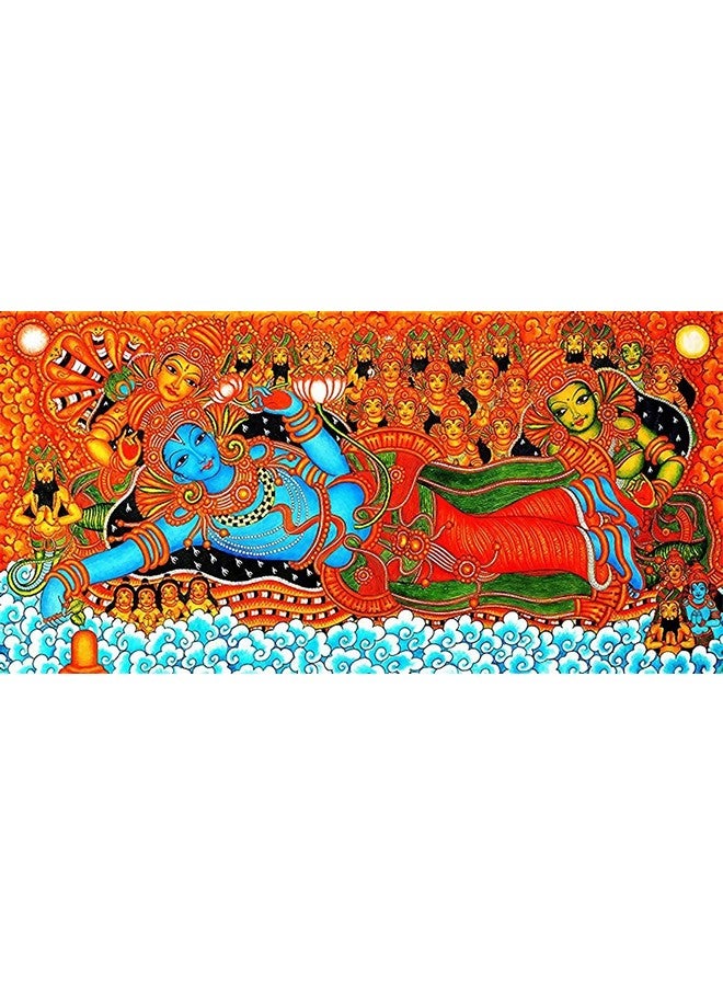Paper Plane Design Rectangular Jai Sri Krishna - Vishnu Avatar - Traditional Kerala Mural Paintings (Canvas, 64 Cm X 0.2 Cm X 130 Cm) - Image 2