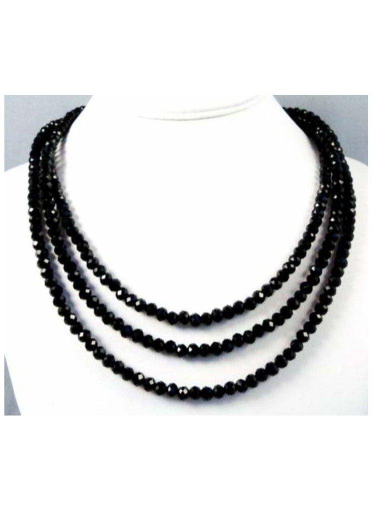 RA accessories Handmade Women Necklace 3 Layers Black Beads 