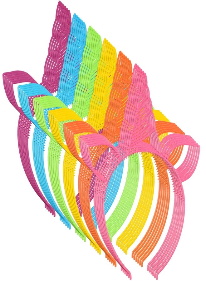 meekoo 60 Pcs Halloween Unicorn Headband Bulk Unicorn Birthday Plastic Headband for Party Accessories - Image 1