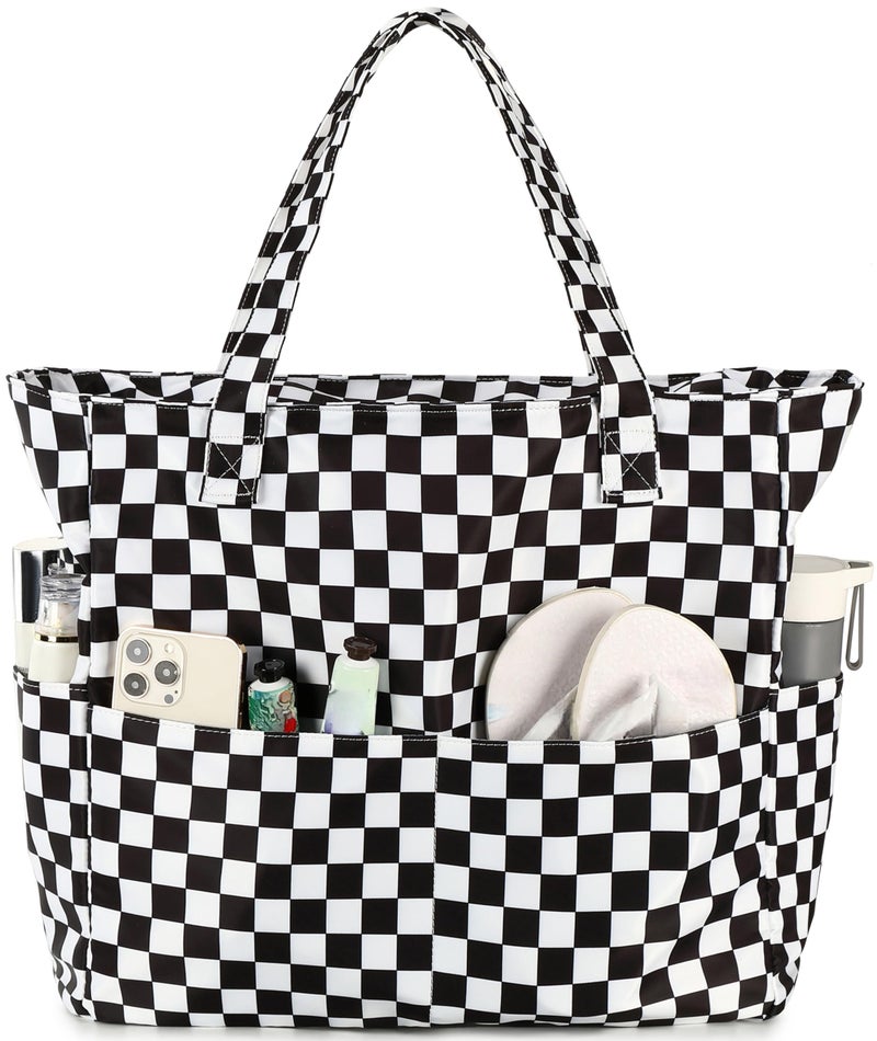 LEDAOU Large Beach Bag Women Waterproof Sandproof Zipper Beach Tote Pool Bag for Gym Grocery Travel with Wet Pocket - Image 1