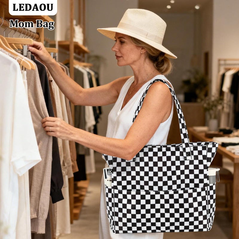 LEDAOU Large Beach Bag Women Waterproof Sandproof Zipper Beach Tote Pool Bag for Gym Grocery Travel with Wet Pocket - Image 2