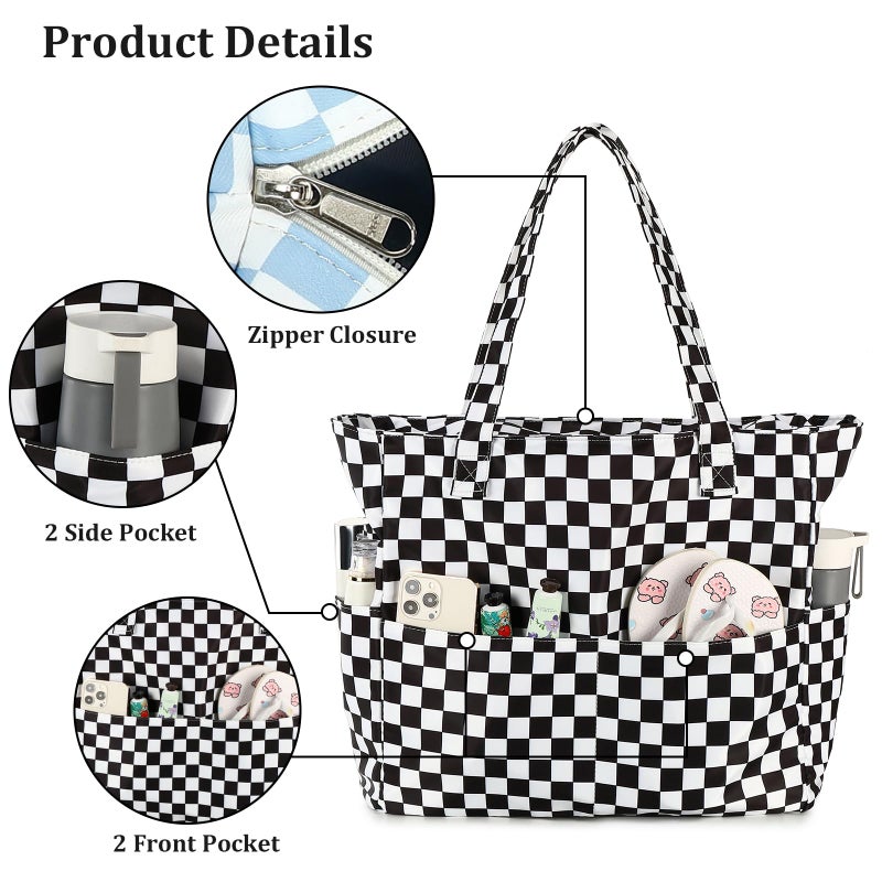 LEDAOU Large Beach Bag Women Waterproof Sandproof Zipper Beach Tote Pool Bag for Gym Grocery Travel with Wet Pocket - Image 5
