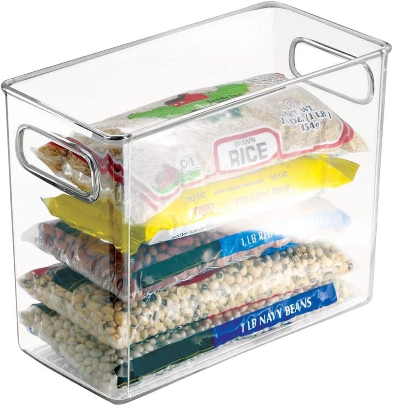 Snazzy Tall Plastic Kitchen Food Storage Bin with Handles - Organizer Bins for Pantry, Cabinet, Refrigerator or Freezer - Containers and Baskets for Food, Drinks, and Snacks - 2 Pack - Clear - Image 3