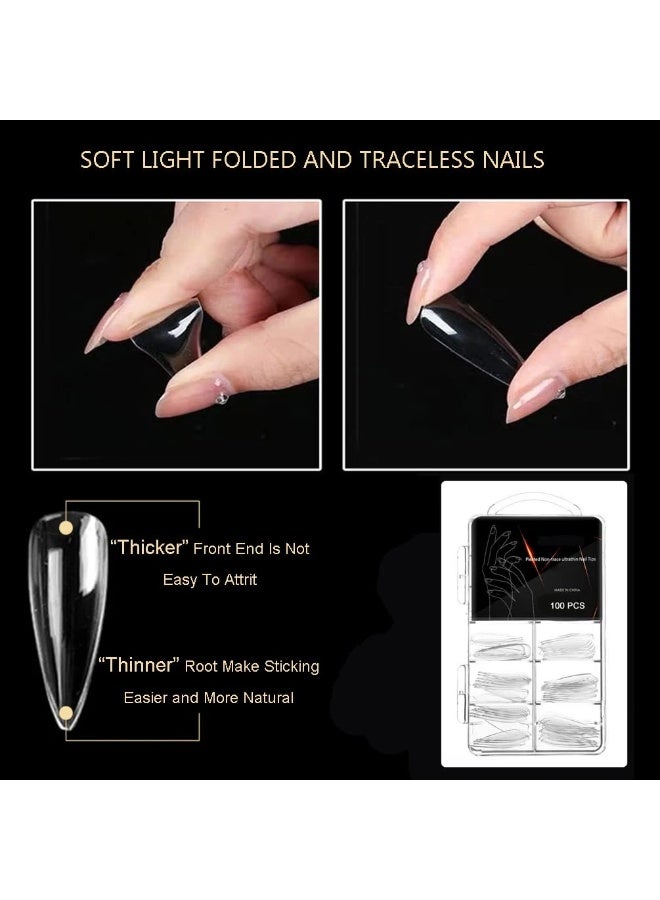أظافر صناعية عالية الجودة 100 قطعة/صندوق، شفافة طبيعية، بأحجام مختلفة - Image 4