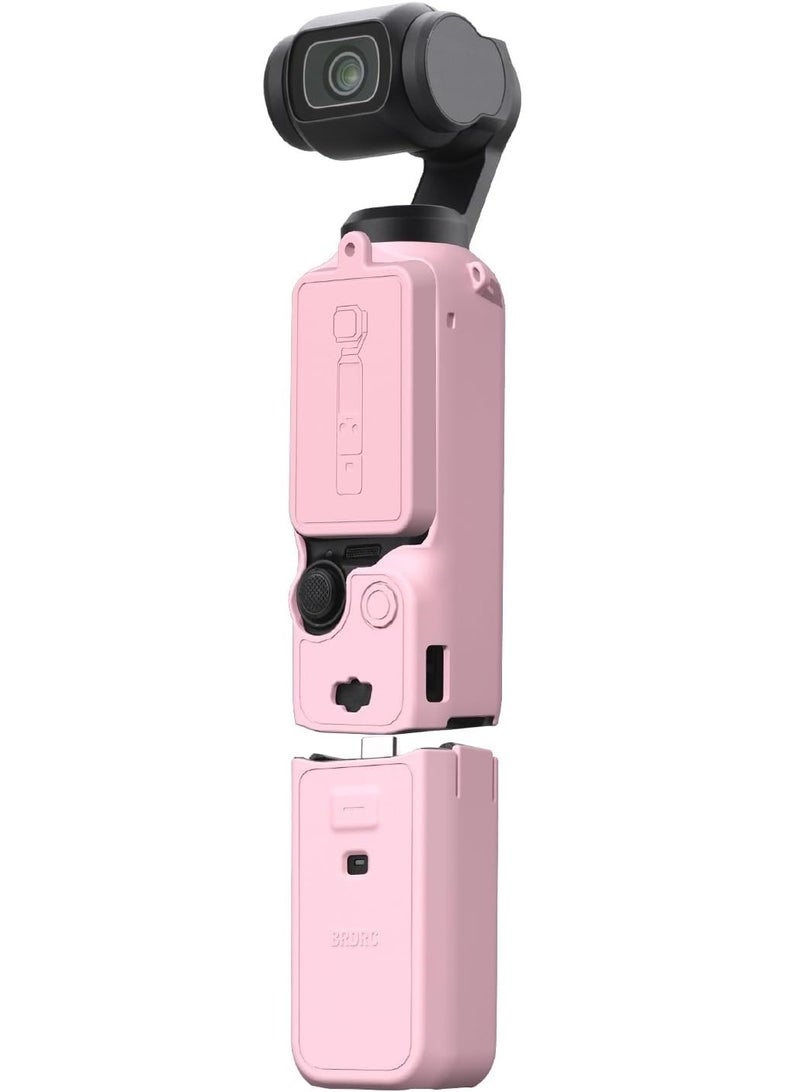 Pocket 3 Silicone Cover, Protective Case Lens Protector Scratch-Resistant Sleeve Skin Compatible with DJI OSMO Pocket 3 Creator Combo Accessories(Pink)