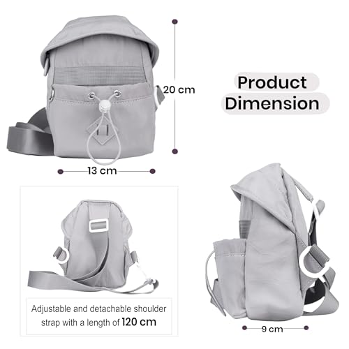 SNDIA Mini Nylon Lightweight Crossbody Sling Bag for Women, Portable Shoulder Bag with Adjustable Strap for Commuting Travel Outdoor Activities Cycling (13 x 9 x 20 cm, Grey) - Image 2