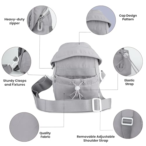 SNDIA Mini Nylon Lightweight Crossbody Sling Bag for Women, Portable Shoulder Bag with Adjustable Strap for Commuting Travel Outdoor Activities Cycling (13 x 9 x 20 cm, Grey) - Image 3