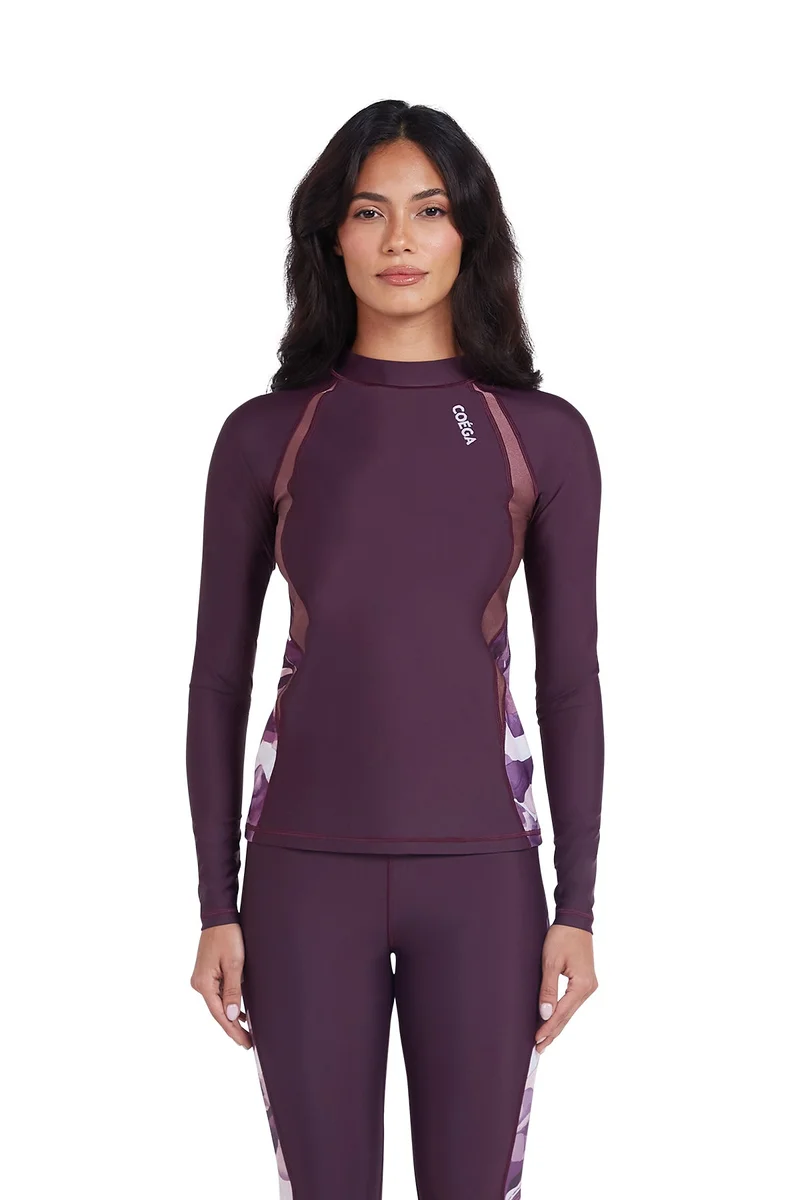 كويجا صن وير COEGA Ladies  Rashguard Long Sleeve - Dusky Purple Textures