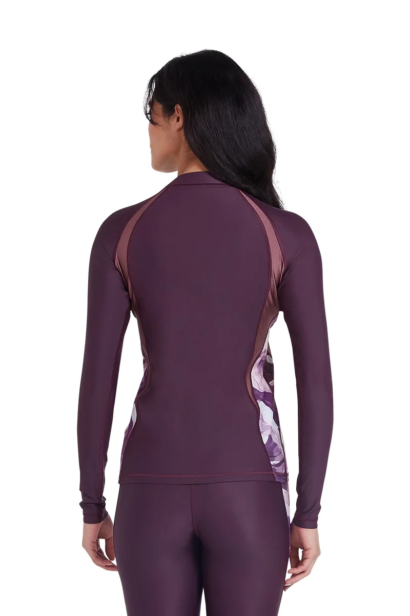 كويجا صن وير COEGA Ladies  Rashguard Long Sleeve - Dusky Purple Textures