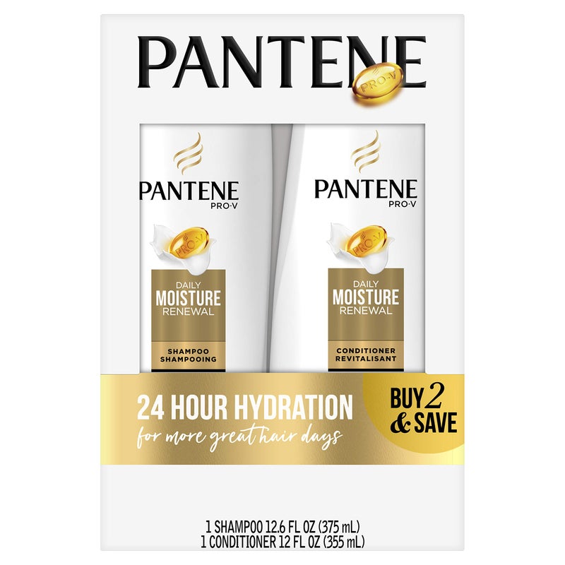 Pantene Daily Moisture Renewal Duo set, 12.6 Oz Shampoo and 12 Oz Conditioner - Image 1