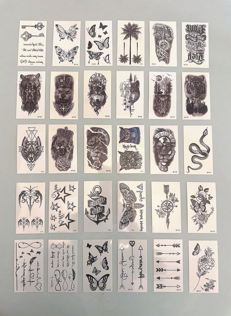 SYNSYB SYNSYB Temporary Tattoos, Large Collection of Waterproof Animal and Floral Designs, Black and Coloured Art Transfers for Men and Women - Image 3